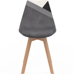 Lot de 6 chaises scandinaves mix color gris foncé, blanc, noir et velours patchworks