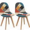 Lot de 2 chaises scandinaves patchworks multicolores