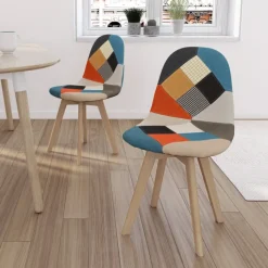 Lot de 2 chaises scandinaves patchworks multicolores