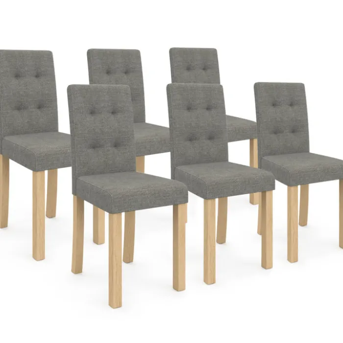 Lot de 6 chaises scandinaves capitonnées grises