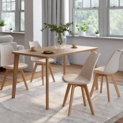Lot de 4 chaises scandinaves beige pour salle à manger