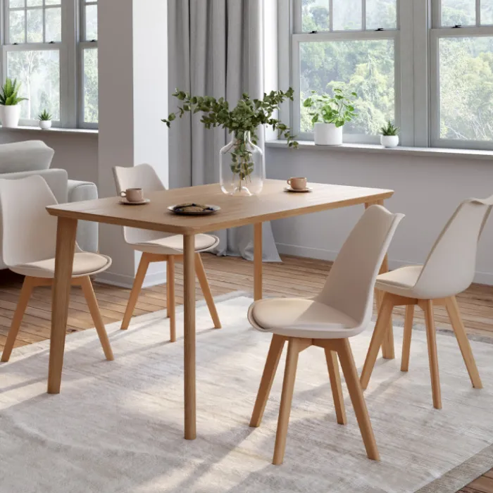 Lot de 4 chaises scandinaves beige pour salle à manger