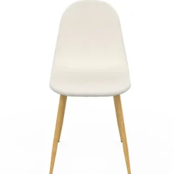 Lot de 6 chaises scandinaves en tissu blanc bouclette pieds en bois
