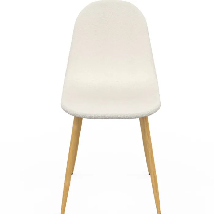 Lot de 6 chaises scandinaves en tissu blanc bouclette pieds en bois