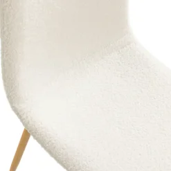 Lot de 6 chaises scandinaves en tissu blanc bouclette pieds en bois
