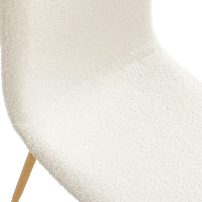 Lot de 6 chaises scandinaves en tissu blanc bouclette pieds en bois