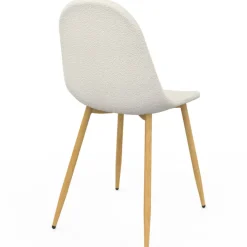 Lot de 6 chaises scandinaves en tissu blanc bouclette pieds en bois