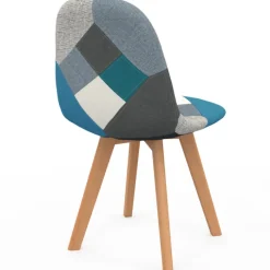 Lot de 2 chaises scandinaves patchworks bleus