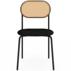 Lot de 4 chaises vintage en métal avec dossier cannage arrondi