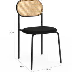 Lot de 4 chaises vintage en métal avec dossier cannage arrondi