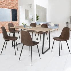 Lot de 6 chaises vintage marron pour salle à manger