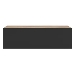 Lot de 2 consoles étagères suspendues couleur bois et porte noir