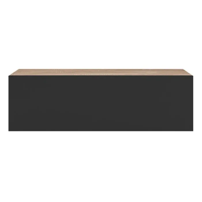 Lot de 2 consoles étagères suspendues couleur bois et porte noir