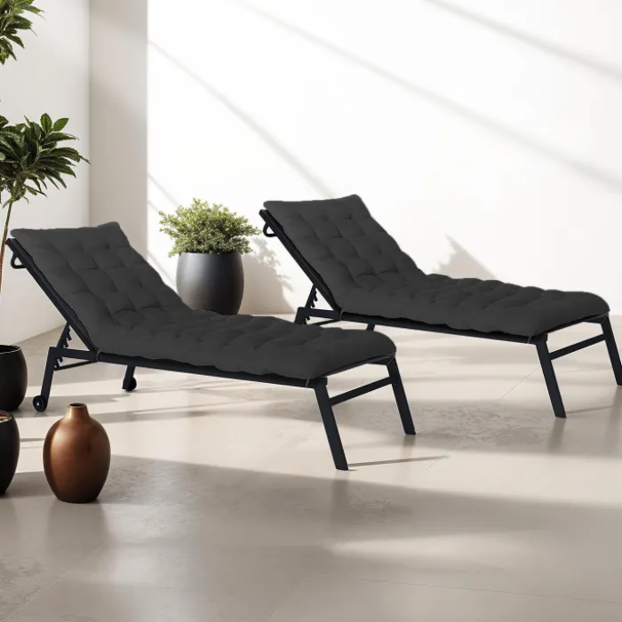 Lot de 2 coussins de transat noirs universels 180 cm
