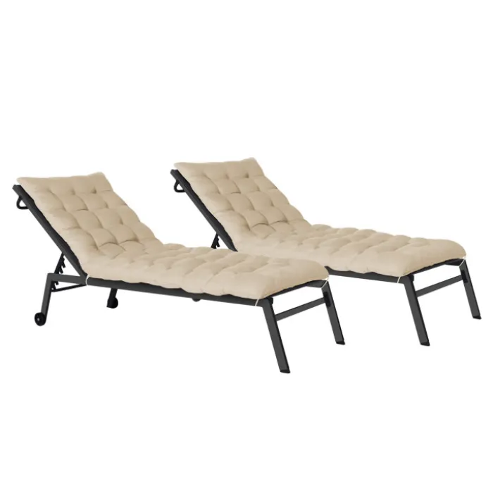 Lot de 2 coussins universels de transat 180 cm beige