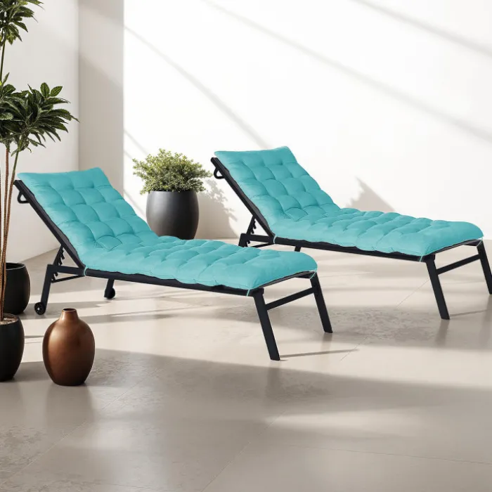 Lot de 2 coussins universels de transat 180 cm bleu canard