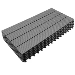 Lot de 5 dalles extérieures rectangulaires de 60 x 30 cm clipsables en composite gris