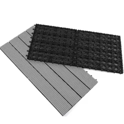 Lot de 5 dalles extérieures rectangulaires de 60 x 30 cm clipsables en composite gris