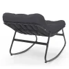 Lot de 2 fauteuils de jardin à bascule métal gris anthracite avec coussins