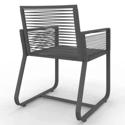 Lot de 2 fauteuils de jardin métal et cordage gris
