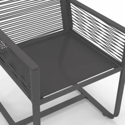 Lot de 2 fauteuils de jardin métal et cordage gris