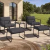 Lot de 2 fauteuils de jardin avec repose pieds gris coussin gris anthracite