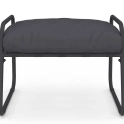 Lot de 2 fauteuils de jardin avec repose pieds gris coussin gris anthracite