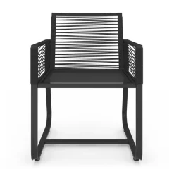 Lot de 2 fauteuils de jardin métal et cordage noir