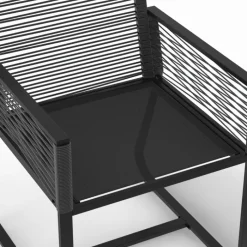 Lot de 2 fauteuils de jardin métal et cordage noir