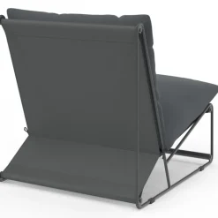 Lot de 2 fauteuils de jardin gris coussins gris anthracite