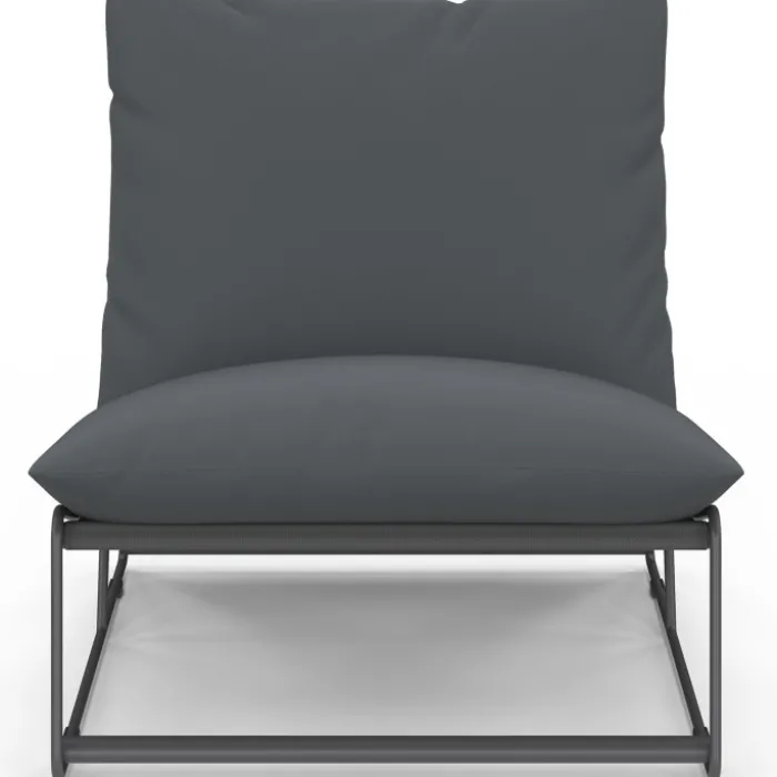 Lot de 2 fauteuils de jardin gris coussins gris anthracite