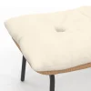 Lot de 2 fauteuils de jardin relax effet rotin avec coussins écrus et repose-pieds