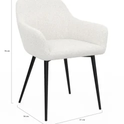 Lot de 2 fauteuils de table blancs en tissu bouclette