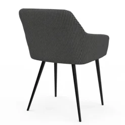 Lot de 2 fauteuils de table avec accoudoirs en velours côtelé gris
