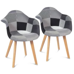 Lot de 2 fauteuils scandinaves noirs gris et blancs