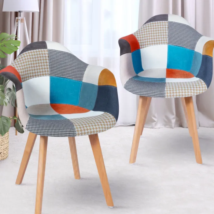 Lot de 2 fauteuils scandinaves multicolores
