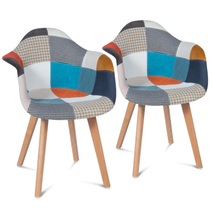Lot de 2 fauteuils scandinaves multicolores