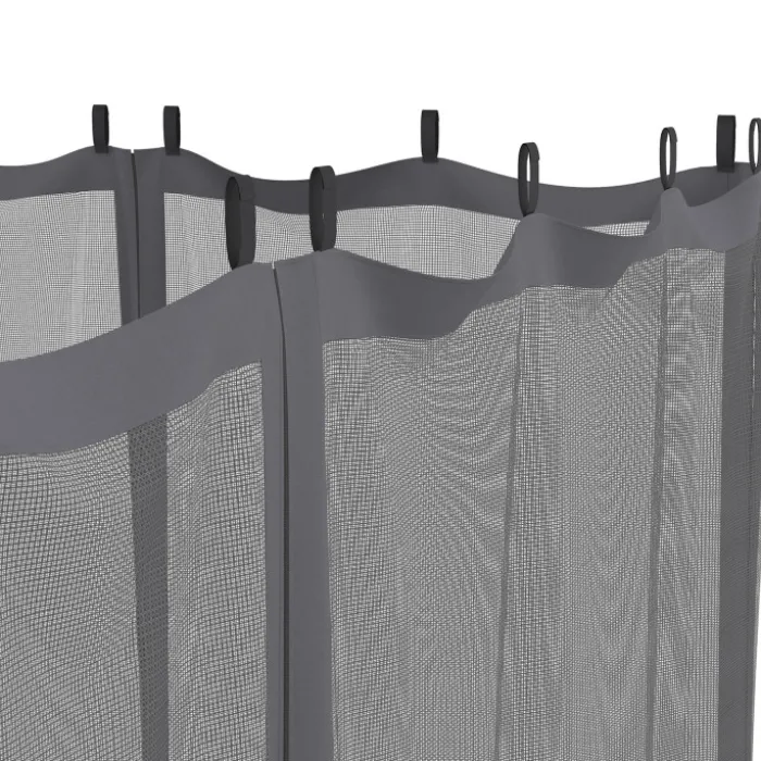Lot de 4 moustiquaires pour pergola 3x4 gris zippés + crochets