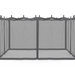 Lot de 4 moustiquaires pour pergola 3x4 gris zippés + crochets