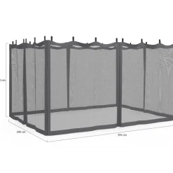 Lot de 4 moustiquaires pour pergola 3x4 gris zippés + crochets