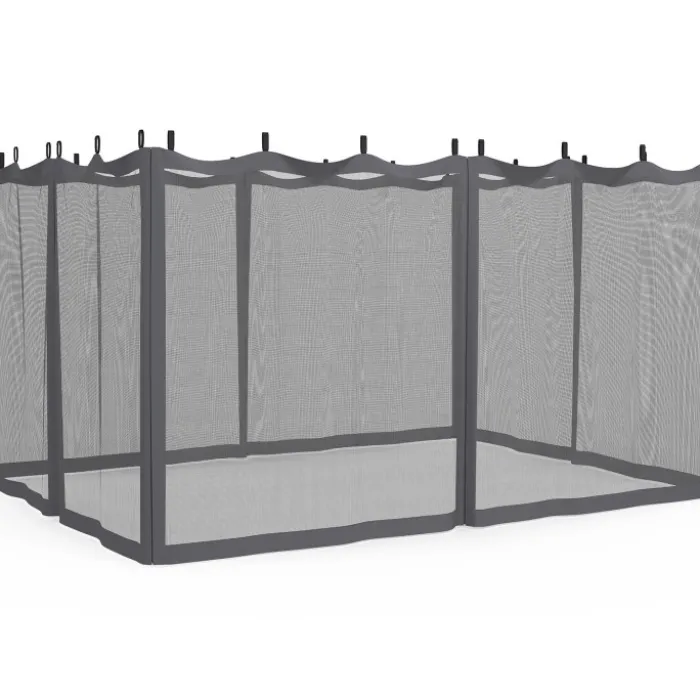 Lot de 4 moustiquaires pour pergola 3x4 gris zippés + crochets
