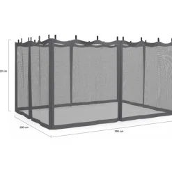 Lot de 4 moustiquaires pour pergola bioclimatique 3x4 gris zippés + crochets