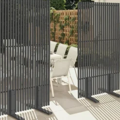 Lot de 2 paravents extérieurs ajourés claustra décoratif 80 x 150 cm métal gris anthracite