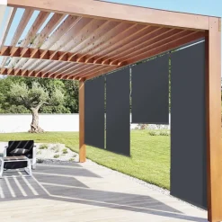 Lot de 2 stores enrouleurs gris pour pergola