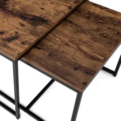 Lot de 3 tables basses gigognes industrielles effet bois vieilli