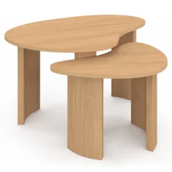 Lot de 2 tables basses gigognes 70/50 bois façon hêtre