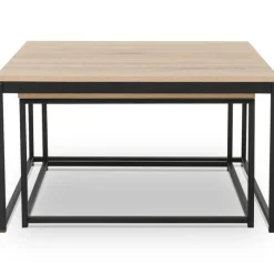 Lot de 2 tables basses gigognes industrielles 70x70cm et 60x60 cm