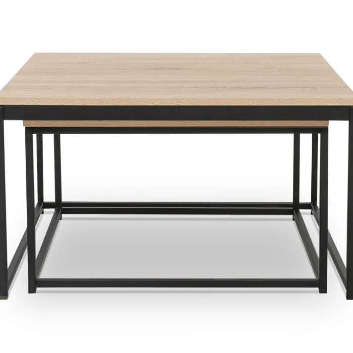 Lot de 2 tables basses gigognes industrielles 70x70cm et 60x60 cm