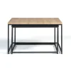 Lot de 2 tables basses gigognes industrielles métal noir 60 cm et 70 cm