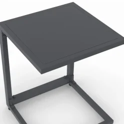 Lot de 2 tables d'appoint de jardin pour transat et bain de soleil gris anthracite